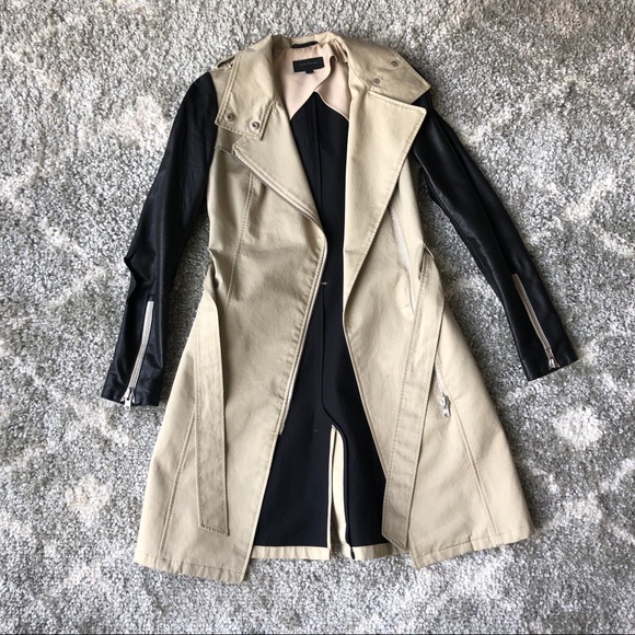 mackage leather sleeve jacket